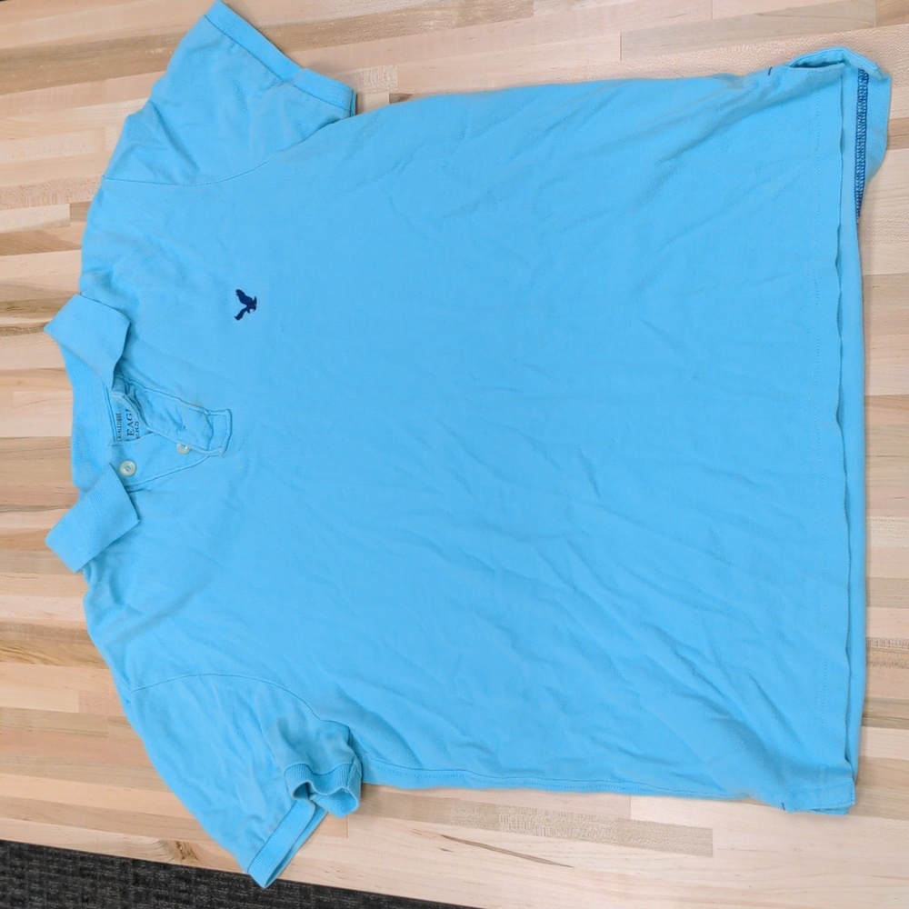 American Eagle Outfitters Mens Baby Blue Polo Shirt Large L Short Sleeve